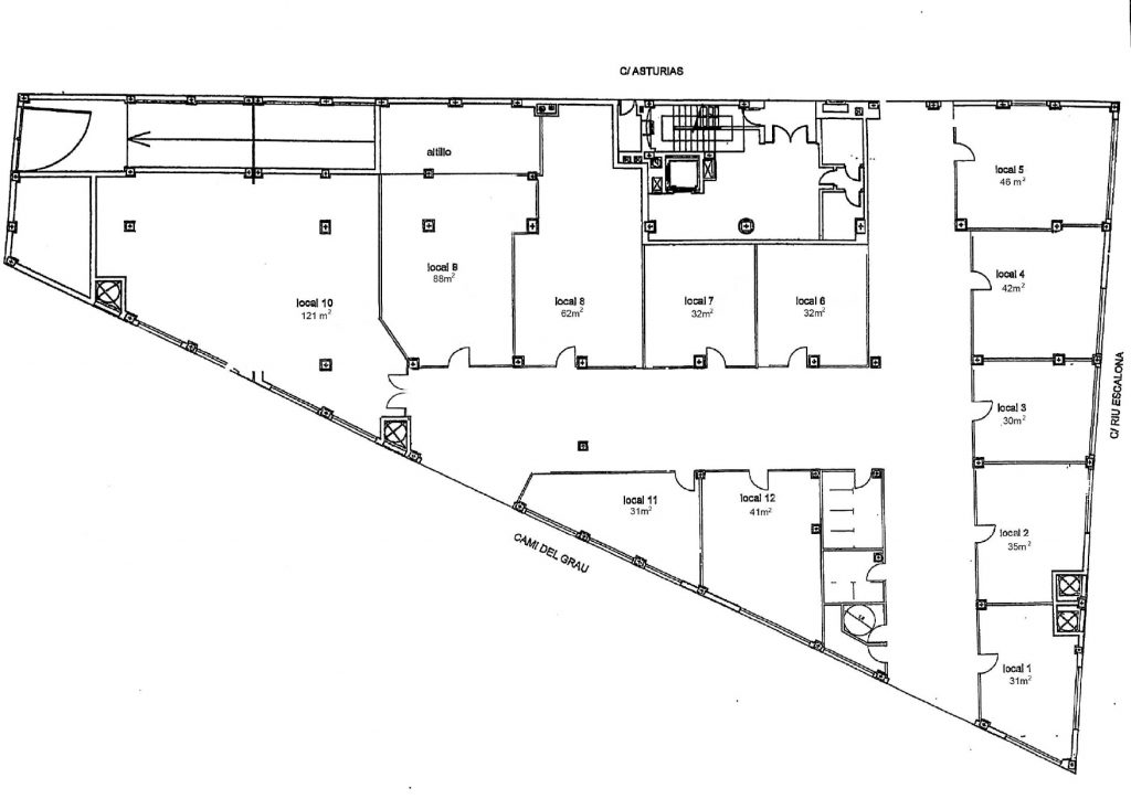 Plano de locales de La Galería Comercial Sapiris